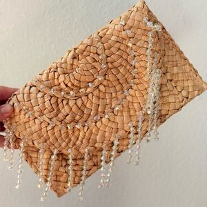 Elegant Tan Woven Clutch